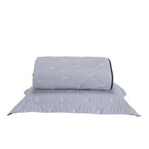 Kit Cobre Leito Dupla Face Solteiro 2 Peças Bordado Essence Hipercal 400 Fios 100% Poliéster - Cinza
