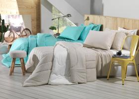 Kit Cobre Leito e Lençol Solteiro King Malha Soft Poá Caqui Kit Cobre Leito e Lençol Solteiro King Malha Soft Poá Caqui