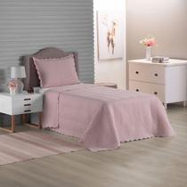 Kit Cobre Leito e Porta Travesseiro Rosê para Cama Solteiro