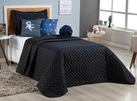 Kit Cobre Leito Edredom Solteiro Astronauta Dupla Face Azul Marinho Amarelo com 4 peças