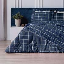 Kit Cobre Leito Essenciale King Grid 03 Peças Dupla Face