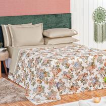 Kit Cobre Leito Estampado Botanic King 3pçs
