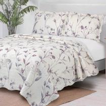 Kit Cobre Leito Evolution Casal Estampado Floral Dupla Face Colcha 3 Peças Sandy
