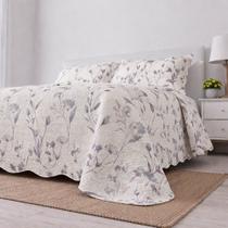 Kit Cobre Leito Evolution King Estampado Floral Dupla Face Colcha 3 Peças Sandy