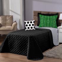 Kit Cobre leito Futebol Solteiro 5 peças - Dupla face