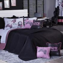 Kit Cobre Leito Game Streamer Rosê Dupla Face c/ Almofadas Queen 07 Peças