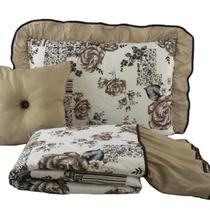 Kit Cobre Leito Geovana King Size 5 Peças com Porta Travesseiros e Almofadas - Proteção e Design para Sua Cama Kit Cobre Leito Geovana King Size 5 Peças com Porta Travesseiros e Almofadas - Proteção e Design para Sua Cama