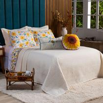 Kit Cobre Leito Girassol Dupla Face c/ Almofadas Queen 07 Peças - Percal Algodão 200 Fios