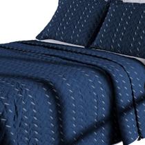 Kit Cobre Leito Heitor Liso Matelado Bordado Colcha 400 Fios - MR Enxovais