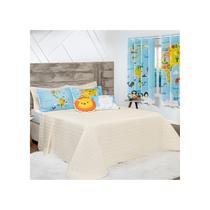 Kit Cobre Leito Infantil Casal 300 Fios Kids Cama Box Dupla Face c/Cortina 8pçs