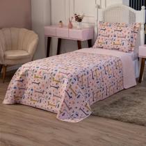 Kit Cobre Leito Infantil Colcha Solteiro Dupla Face Bouti Menino Menina Roupa de Cama Estampa Fixa 2 Peças