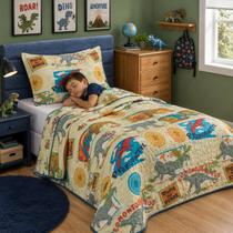 Kit Cobre Leito Infantil Menino Solteiro 2 Peças Dupla Face Matelado Bouti Kids Astronauta Dinossauro Bombeiro Galáxia Game
