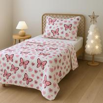 Kit Cobre Leito Infantil Solteiro 2 Peças 1,60x2,20 Estampado Acolchoado Confortável