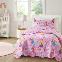 Kit Cobre Leito Infantil Solteiro Colcha 2 Peças Menina Fada Kit Cobre Leito Infantil Solteiro Colcha 2 Peças Menina Fada