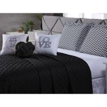 Kit Cobre Leito Isabella Casal Padrão 8 Peças Preto Kit Cobre Leito Isabella Casal Padrão 8 Peças Preto