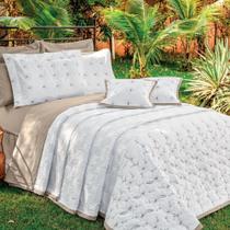 Kit Cobre Leito Istambul Casal King Size 5 Peças Percal 100% Algodão Bordado - Branco