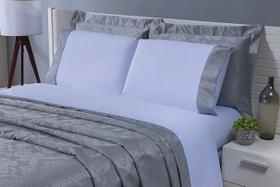 Kit Cobre Leito Jaquard E Jogo De Lençol Viúva 7Peças Cinza