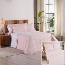 Kit Cobre Leito + Jogo de Cama Premier Casal 7 Peças Hipercal 500 Fios 100% Poliéster - Rosa Kit Cobre Leito + Jogo de Cama Premier Casal 7 Peças Hipercal 500 Fios 100% Poliéster - Rosa