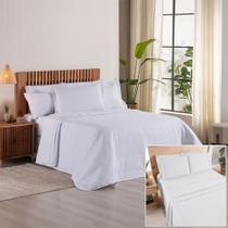 Kit Cobre Leito + Jogo de Cama Premier King 7 Peças Hipercal 200 Fios 80% Algodão, 20% Poliéster - Branco