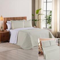 Kit Cobre Leito + Jogo de Cama Premier Queen 7 Peças Hipercal 200 Fios 80% Algodão, 20% Poliéster - Caqui Kit Cobre Leito + Jogo de Cama Premier Queen 7 Peças Hipercal 200 Fios 80% Algodão, 20% Poliéster - Caqui