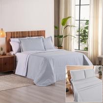 Kit Cobre Leito + Jogo de Cama Premier Queen 7 Peças Hipercal 200 Fios 80% Algodão, 20% Poliéster - Cinza