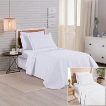 Kit Cobre Leito + Jogo de Cama Premier Solteiro 5 Peças Hipercal 200 Fios 80% Algodão, 20% Poliéster - Branco Kit Cobre Leito + Jogo de Cama Premier Solteiro 5 Peças Hipercal 200 Fios 80% Algodão, 20% Poliéster - Branco