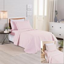 Kit Cobre Leito + Jogo de Cama Premier Solteiro 5 Peças Hipercal 200 Fios 80% Algodão, 20% Poliéster - Rosa