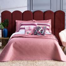 Kit Cobre Leito Katrien Rosê Dupla Face c/ Almofadas Casal Padrão 07 Peças