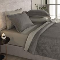 Kit Cobre Leito King Colcha 3 Peças Boutis Lisa Dupla Face Porta Travesseiro Aba Americana