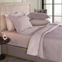 Kit Cobre Leito King Colcha 3 Peças Boutis Lisa Dupla Face Porta Travesseiro Aba Americana