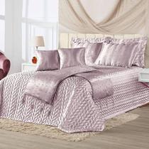 Kit Cobre Leito King Perola Com Almofadas E Xale 10 Peças - Rose