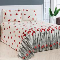 Kit Cobre Leito King Size Bella Piquet 03 Peças - Tulipa Vermelho
