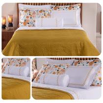 Kit Cobre Leito King Size Dupla Face Matelado Percal 300 Fios 04 Peças Lolita