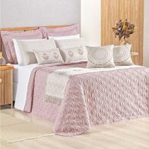 Kit Cobre Leito King Turin Com Almofadas E Peseira 180 Fios 10 Peças - Rose