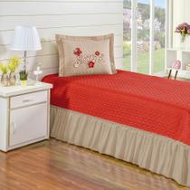 Kit Cobre Leito Love Casa Dona Solteiro 02 Peças Vermelho