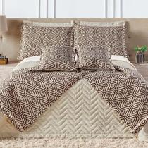 Kit Cobre Leito Maison Queen 200 Fios Jacquard Bege Chevron