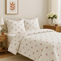 Kit Cobre Leito Matelado Colcha Casal Queen 3 Peças Algodão Misto Cereja Kit Cobre Leito Matelado Colcha Casal Queen 3 Peças Algodão Misto Cereja