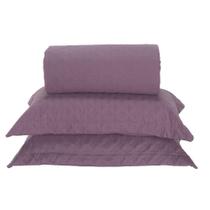 Kit Cobre Leito Milão Queen 3 Peças 100% Poliéster - Rose Cassis / Branco