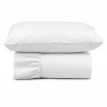 Kit Cobre Leito Mobi Solteiro 2 Peças 100% Poliéster Micropercal 400 Fios com Babado Branco Clara Kit Cobre Leito Mobi Solteiro 2 Peças 100% Poliéster Micropercal 400 Fios com Babado Branco Clara