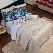 Kit Cobre Leito Paris Dupla Face c/ Almofadas Casal Padrão 07 Peças