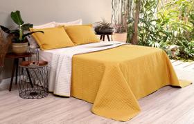 Kit Cobre Leito Pla Lavive Queen Dupla Face Amarelo/Palha