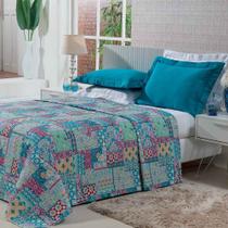 Kit Cobre Leito Plazza Turquesa Casal Queen 3 Peças - Bordados Ricardo