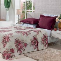 Kit Cobre Leito Plazza Vinho Solteiro 2 Peças - Bordados Ricardo