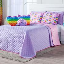 Kit Cobre Leito Pop It Lilás Dupla Face c/ Almofadas Queen 08 Peças