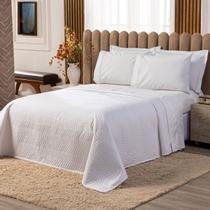 Kit Cobre Leito QUEEN 03 Peças Hotelaria Branco Dupla Face com Fronhas - Tecido Percal 100% Algodão