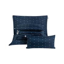 Kit Cobre Leito Queen + Almofada 5 Peças Bordado Urbany Hipercal 400 Fios 100% Poliéster - Azul Marinho Kit Cobre Leito Queen + Almofada 5 Peças Bordado Urbany Hipercal 400 Fios 100% Poliéster - Azul Marinho