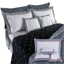 Kit Cobre Leito Queen Bordado 7 Peças Dupla Face 400 Fios bordado