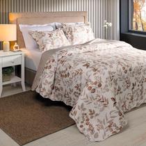 Kit Cobre Leito Queen Colcha 3 Peças Boutis Estampada Dupla Face
