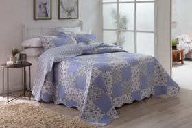 Kit Cobre Leito Queen Colcha Dupla Face Estampado 3 Peças