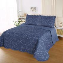 Kit Cobre Leito Queen Colcha Dupla Face Estampado 3 Peças